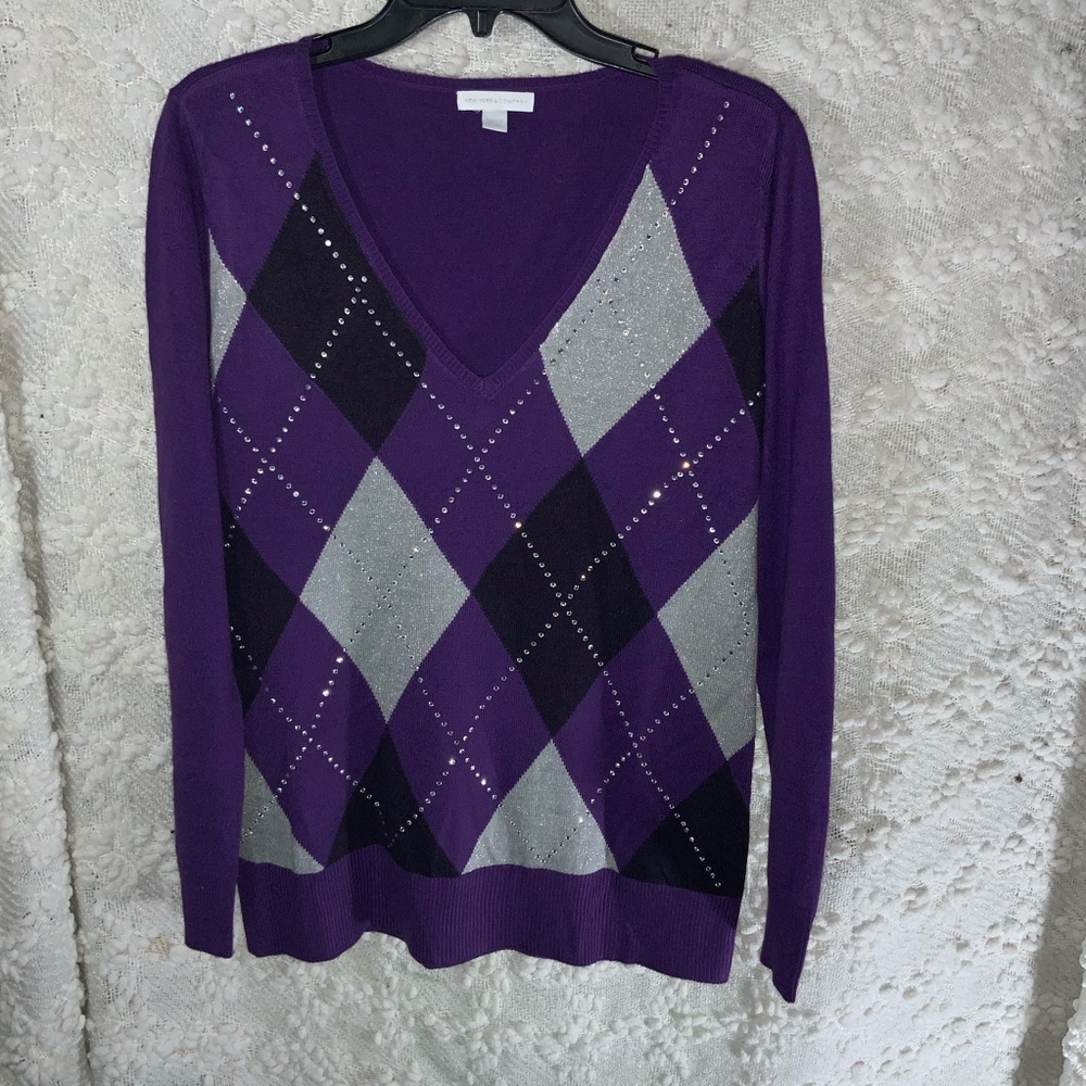 Purple Woman’s Argyle purple Sweater